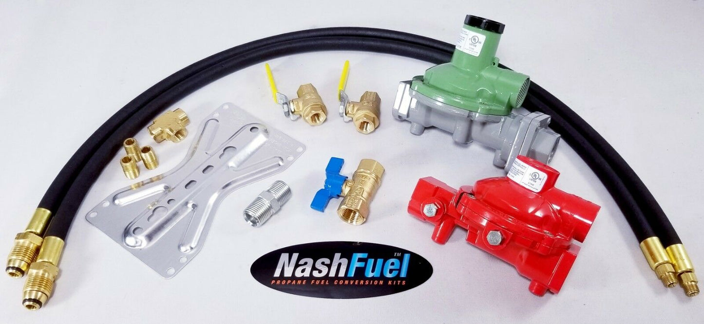 TWO TANK HOME PROPANE SUPPLY KIT REGULATOR CAVAGNA 800,000 DUAL TWIN BALL VALVES