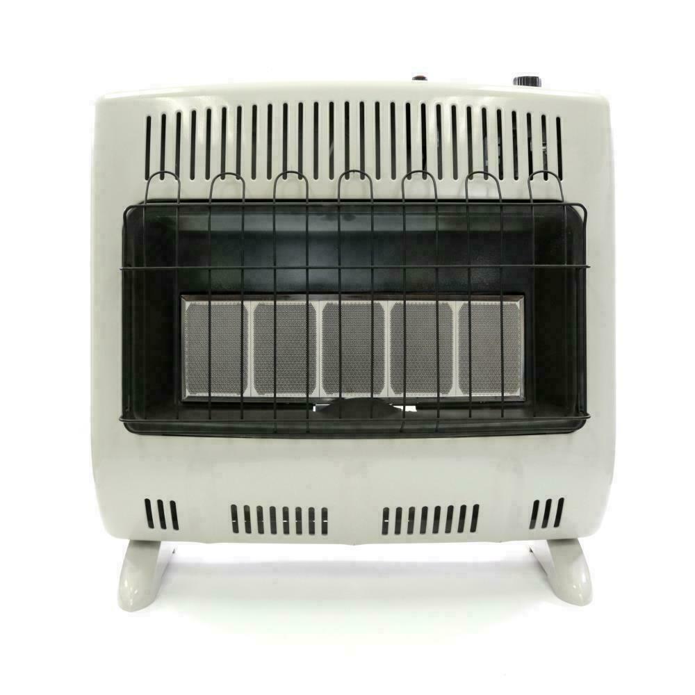 F156081 30,000 BTU Vent Free Radiant Natural Gas Heater Thermostat Blower NG