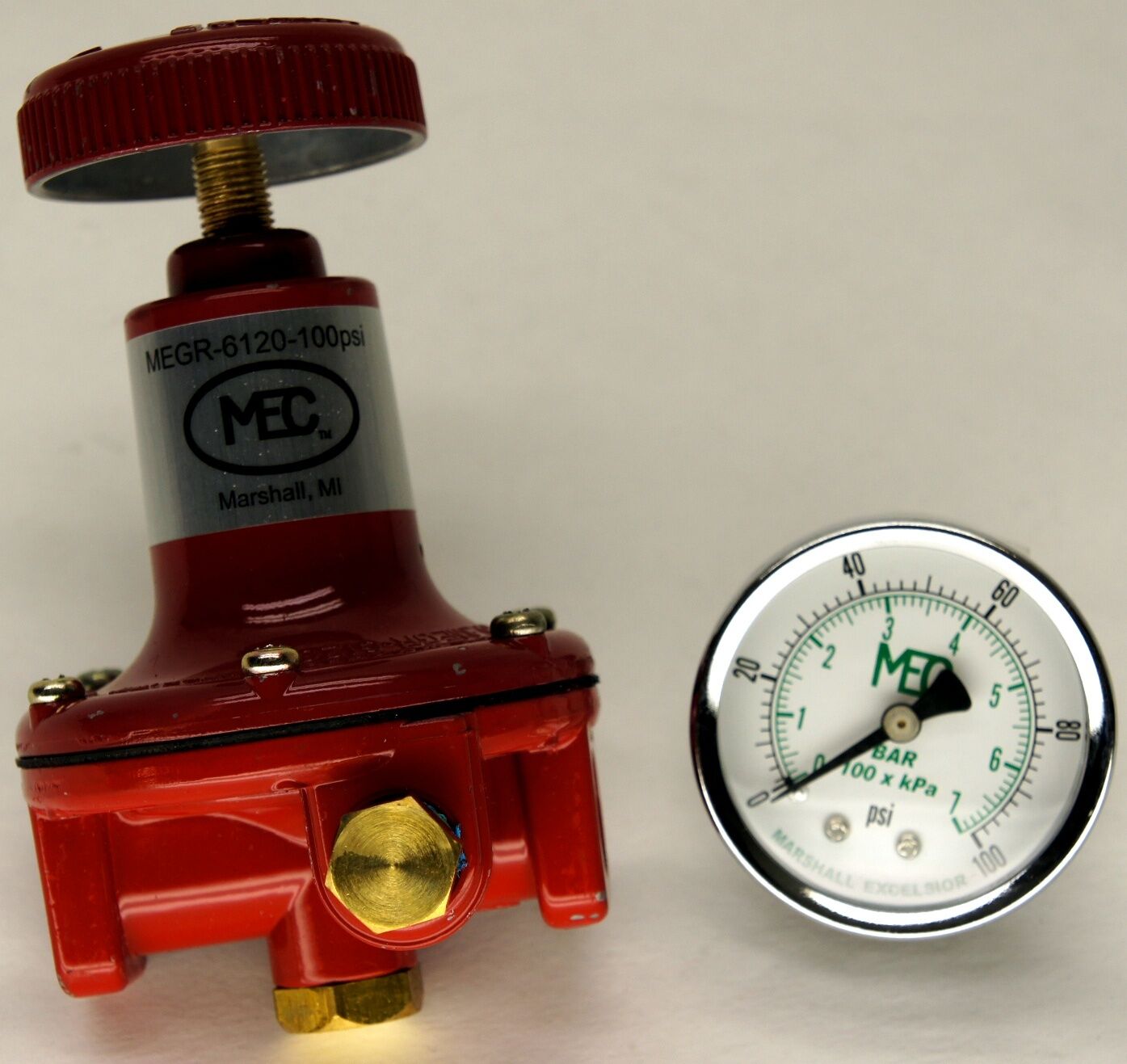 MARSHALL EXCELSIOR MEGR-6120-100 PROPANE REGULATOR ADJUSTABLE HIGH PRESSURE GAUGE
