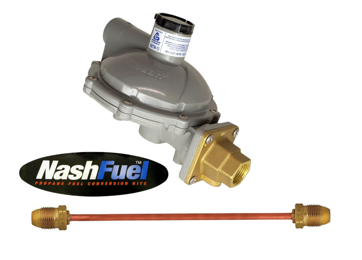 998TW-13 Twin Stage Propane Tank Regulator Copper Pigtail 1.4M BTU POL 3/4" NPT