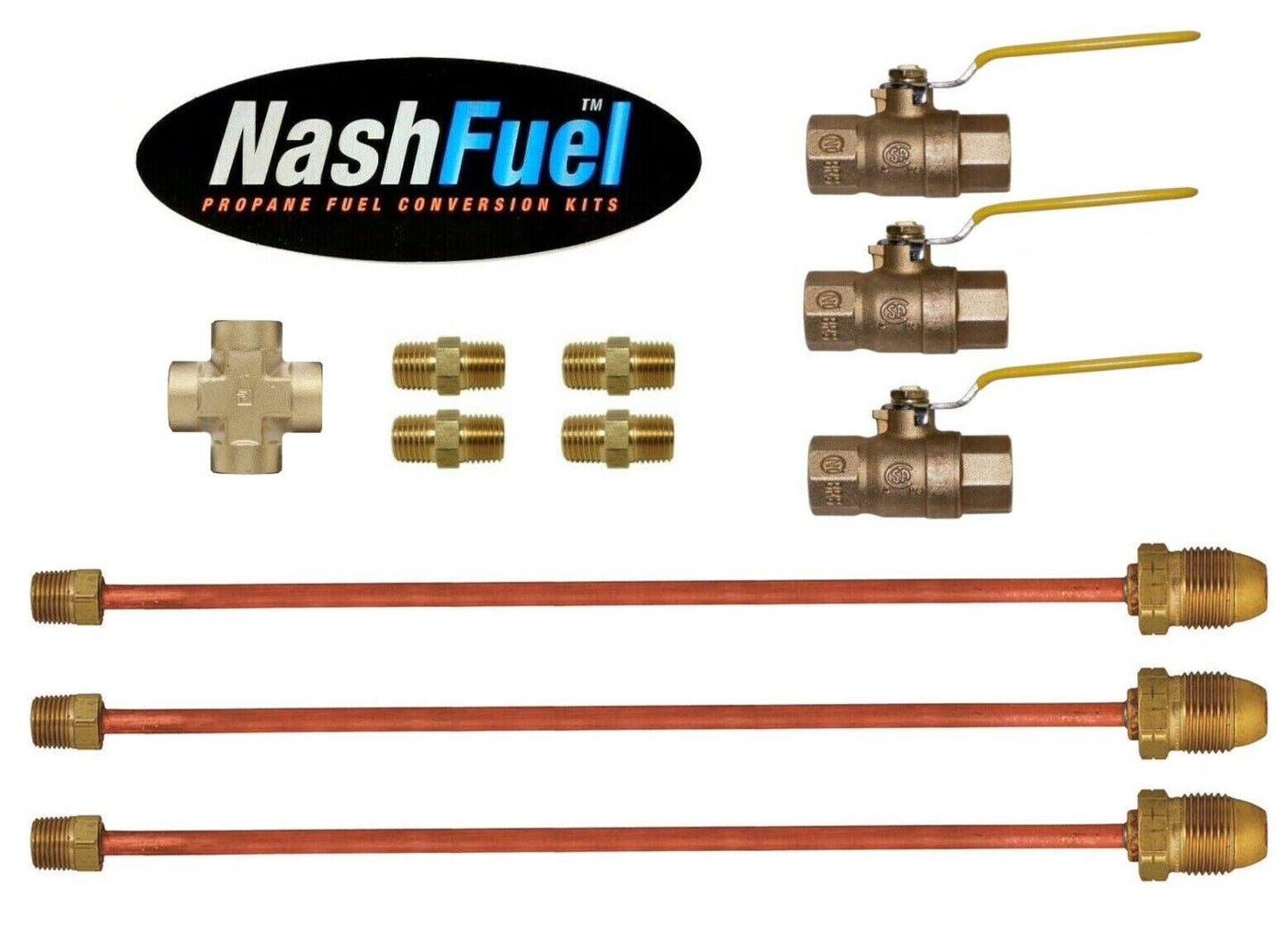 Propane Tank Ball Valve 3 valves 3 tanks Copper Pigtail Splitter Isolate LPG