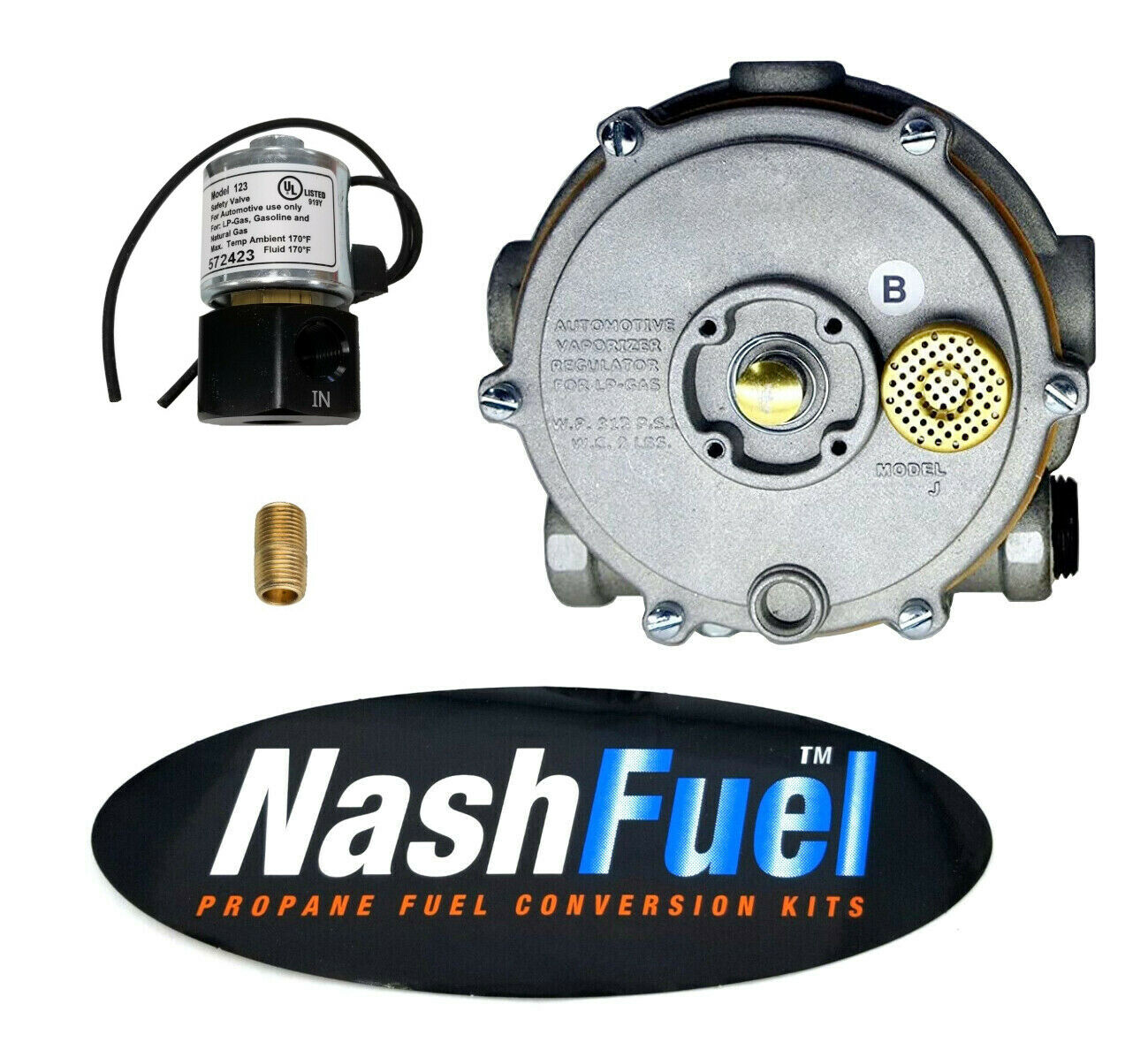 JB-2 Propane Regulator Vaporizer Converter 12v 90° Solenoid Lockoff 100hp A-123