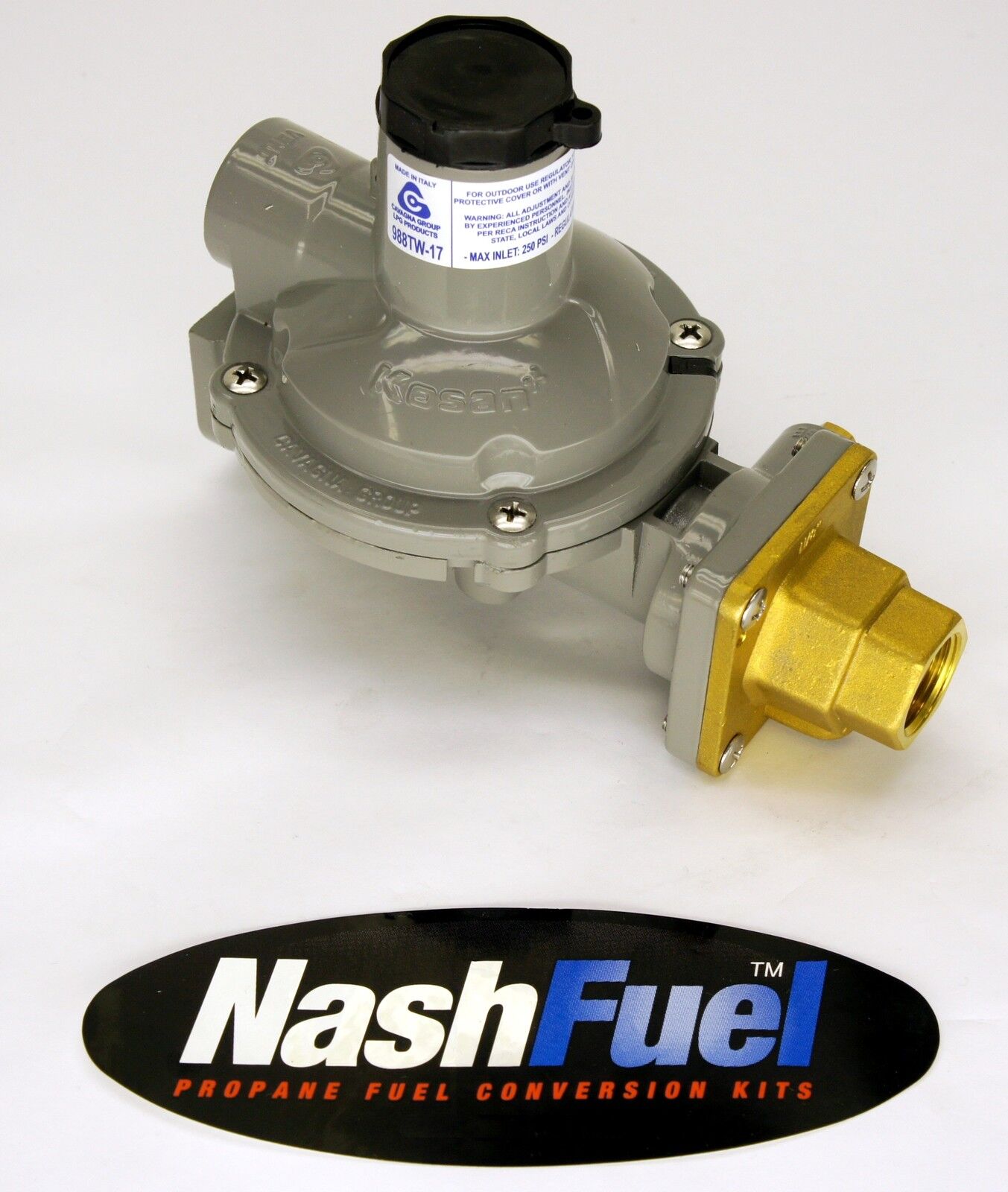 988TW-28 Compact Twin Stage Regulator 250psi to 9-13"wc POL to 3/4" FPT Propane