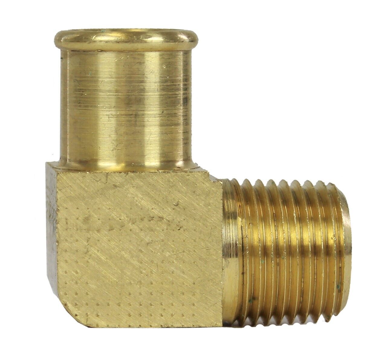 Brass Hose Barb 3/8" Male NPT to 5/8" Male Hose Barb 90° Elbow 146-106 Coolant