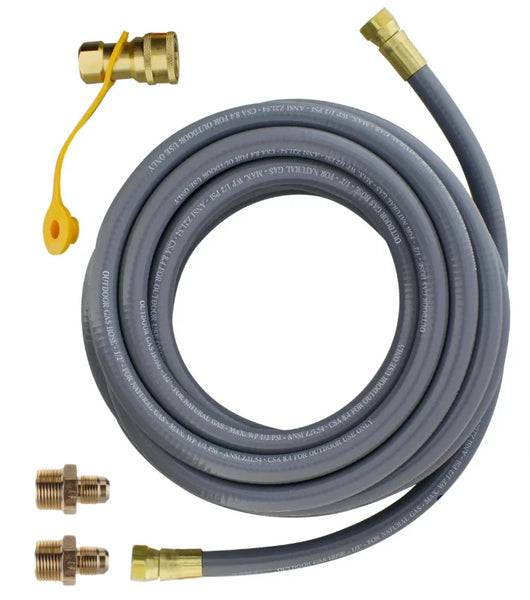 25ft Low Pressure Natural Gas Propane Hose Supply 1/2" Quick Connection 135k BTU Up to 10kw