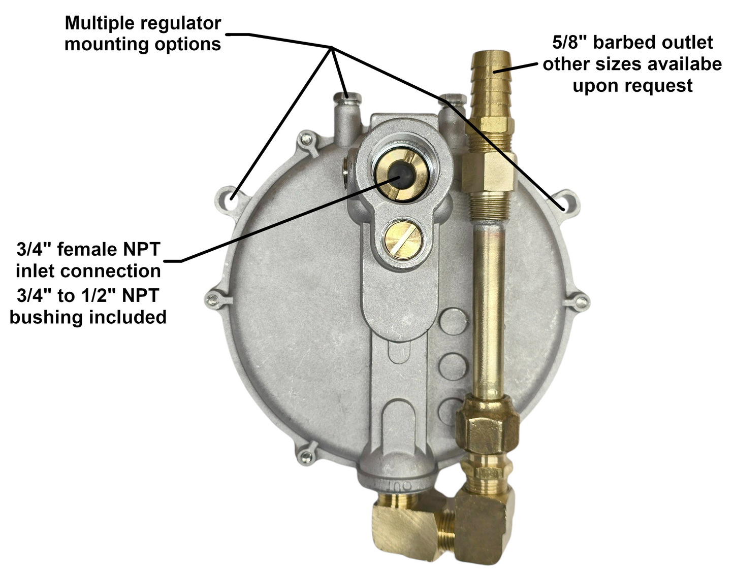 Impco Garretson T202 T202ANL Replacement Regulator Propane Natural Gas 180° 5/8"