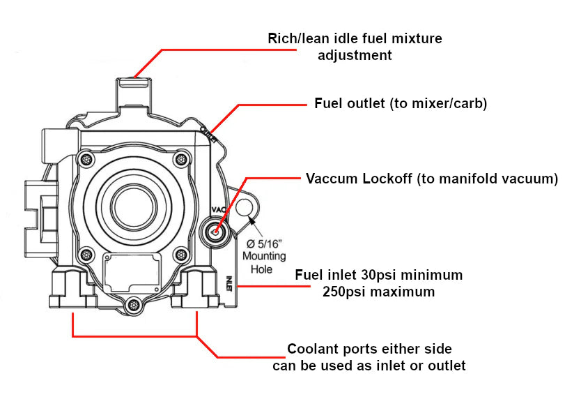 T60-G / T60-C / T60-A-NP-N Propane Regulator Vaporizer 60HP Primer Forklift Generator