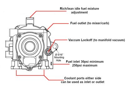 T60-G / T60-C / T60-A-NP-N Propane Regulator Vaporizer 60HP Primer Forklift Generator