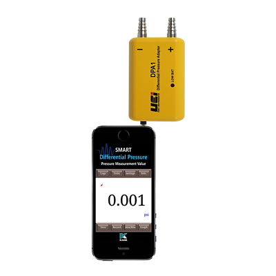 UEI Digital Water Monometer Smart Phone Adaptor Hose Propane WC Pressure Flow