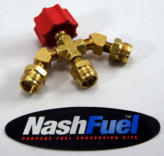 20LB PROPANE TANK TO 3 WAY 1LB ADAPTER CONNECTOR COUPLER BBQ GRILL STOVE HEATER