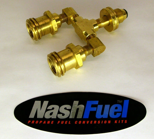 Y ADAPTER CONNECTOR PROPANE TANK VALVE COUPLER BBQ GRILL STOVE HEATER CHECK LPG