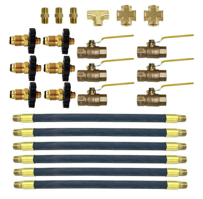 Vapor Propane Tank Manifold Kit Link Cylinders Tanks Rubber Hose Ball Valve LPG