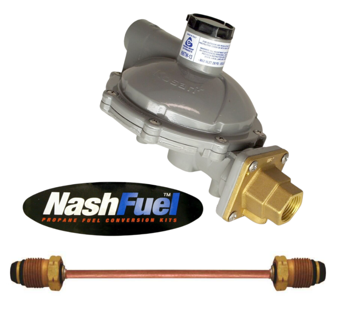 998TW-13 Twin Stage Propane Tank Regulator Copper Pigtail 1.4M BTU POL 3/4" NPT
