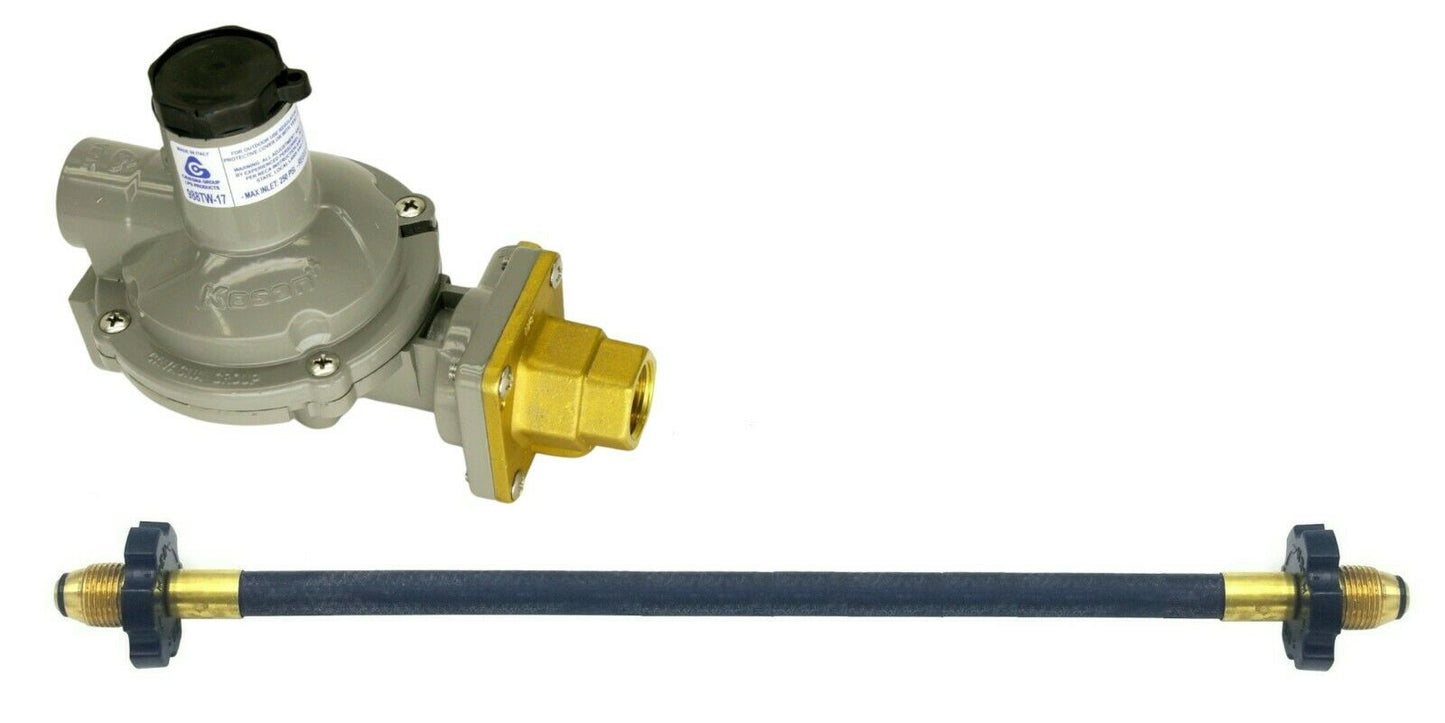 988tw-17 Twin Stage Propane Regulator Rubber Pigtail Tank Connection 750k POL