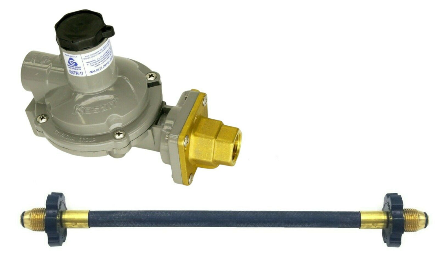 988tw-17 Twin Stage Propane Regulator Rubber Pigtail Tank Connection 750k POL