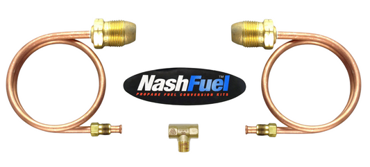 Dual Propane Tank Connection Copper Pigtail POL Twin Tee Link Back Check Valve