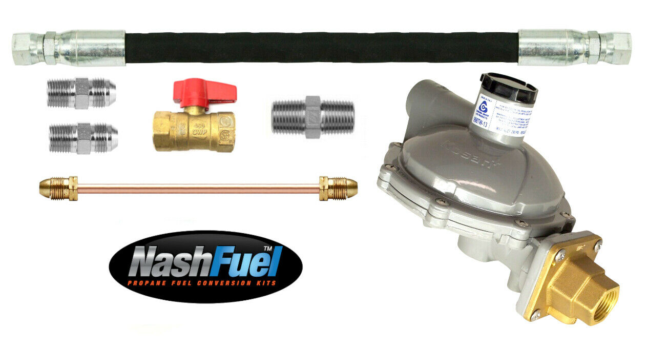 998tw-13 Twin Stage Propane Regulator 3/4" Crimped Supply Line Hose 1.4M BTU