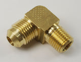 90° MALE 3/8" FLARE TO MALE 1/4" NPT PIPE THREAD PROPANE NATURAL GAS FITTING LPG