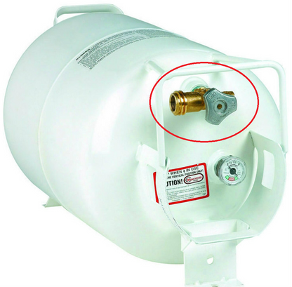 20lb Horizontal Propane Tank Service Valve 5 gallon OPD 4.7" Dip Tube 10487