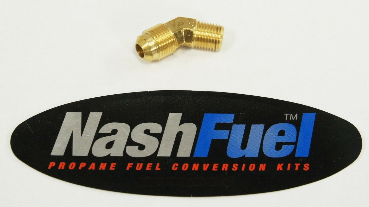 45° MALE 3/8" FLARE TO MALE 1/4" NPT PIPE THREAD PROPANE NATURAL GAS FITTING LP
