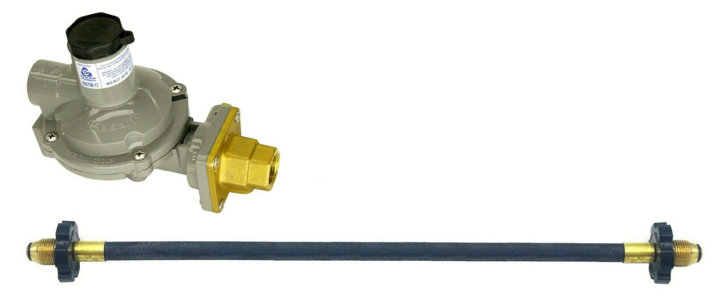 988tw-17 Twin Stage Propane Regulator Rubber Pigtail Tank Connection 750k POL