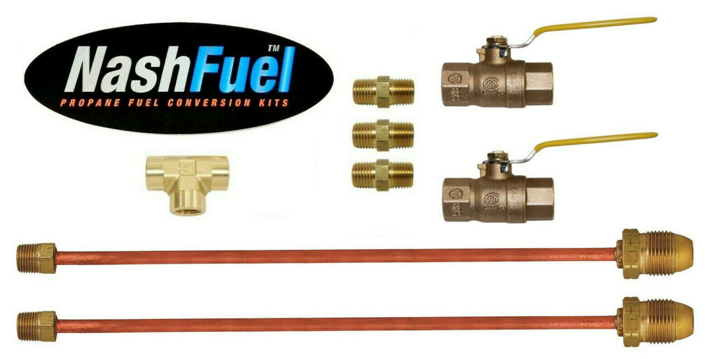 Dual Propane Tank Ball Valve 2 tanks Copper Pigtail Splitter Isolate LPG