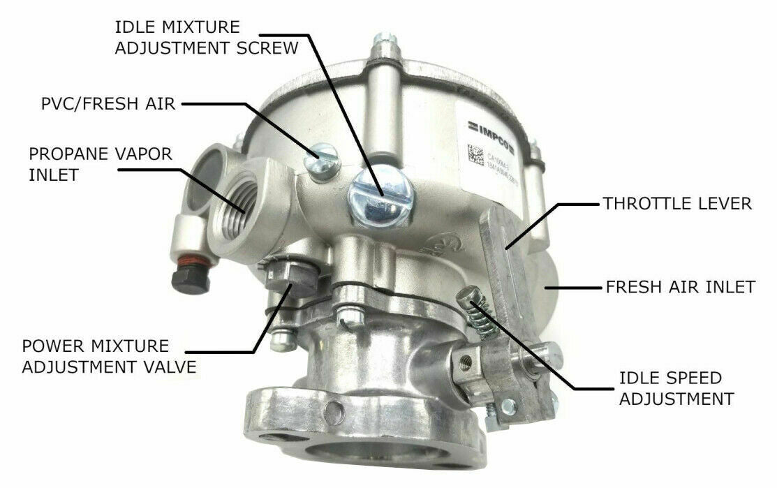 Propane Conversion Kit 2-3/8" Center to C 100hp Forklift Generator Tractor 75KW