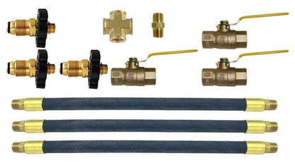 Vapor Propane Tank Manifold Kit Link Cylinders Tanks Rubber Hose Ball Valve LPG