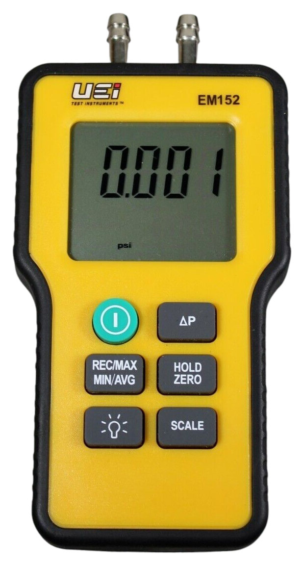 Propane Natural Gas Electronic Manometer 20” WC Hose 1/8” MPT Test Adapter