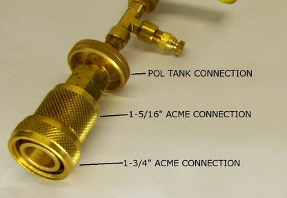 1-3/4" ACME TO POL 1-5/16" 1-3/4" ACME LIQUID PROPANE TRANSFER KIT TANK GRILL LP