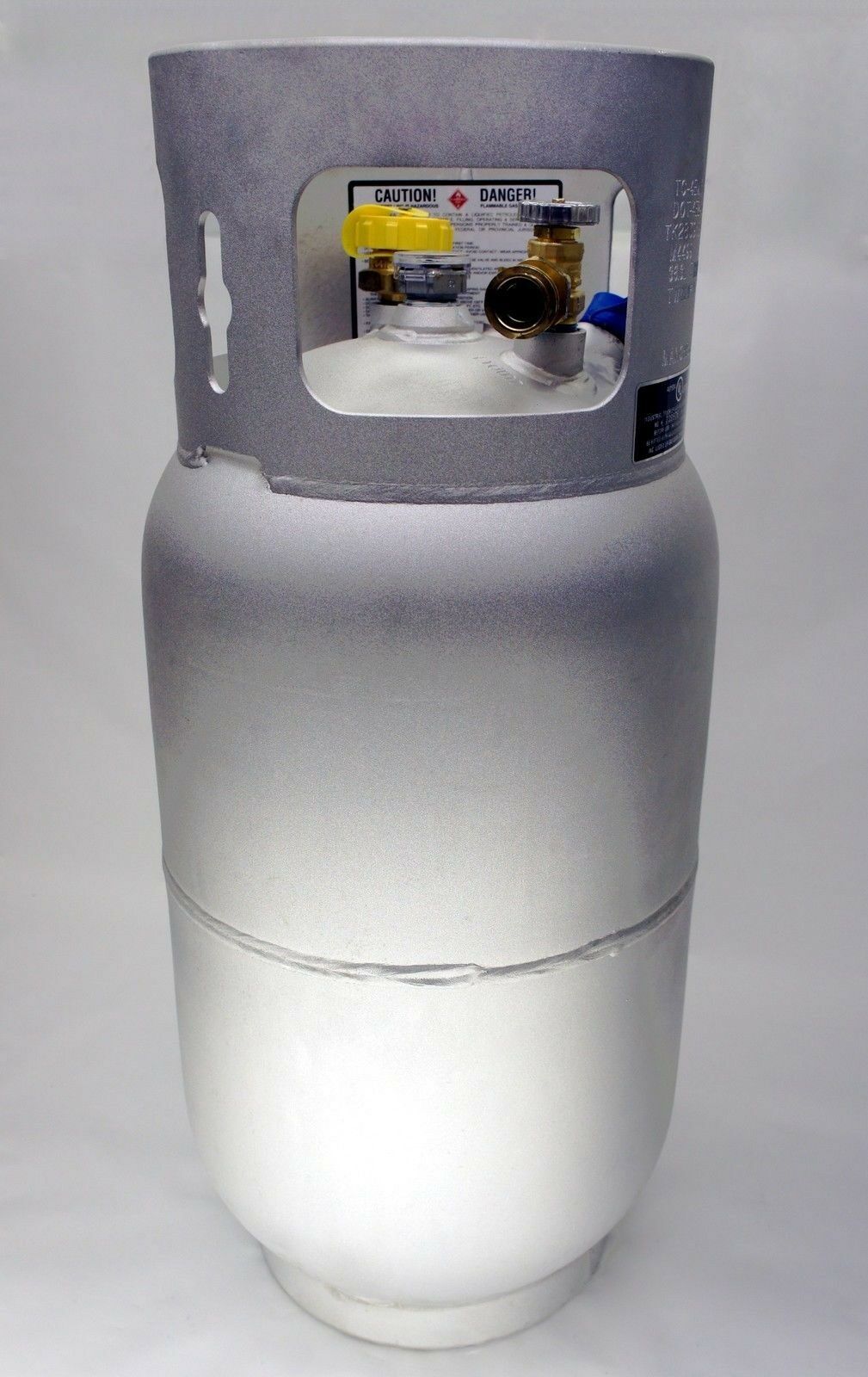 Propane Tank 43.5lb 10 Gallon Forklift Aluminum New Cylinder Horizontal Vertical