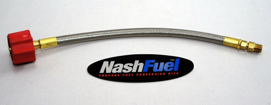 15"  BRAIDED STAINLESS STEEL PROPANE HOSE 1-5/16" ACME QCC 1/4" NPT PIPE THREAD
