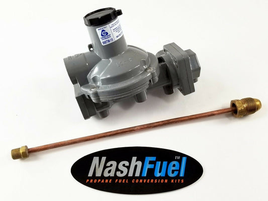 988TW-15 TWIN STAGE PROPANE REGULATOR WITH PIGTAIL POL TANK CONNECTION 750K BTU