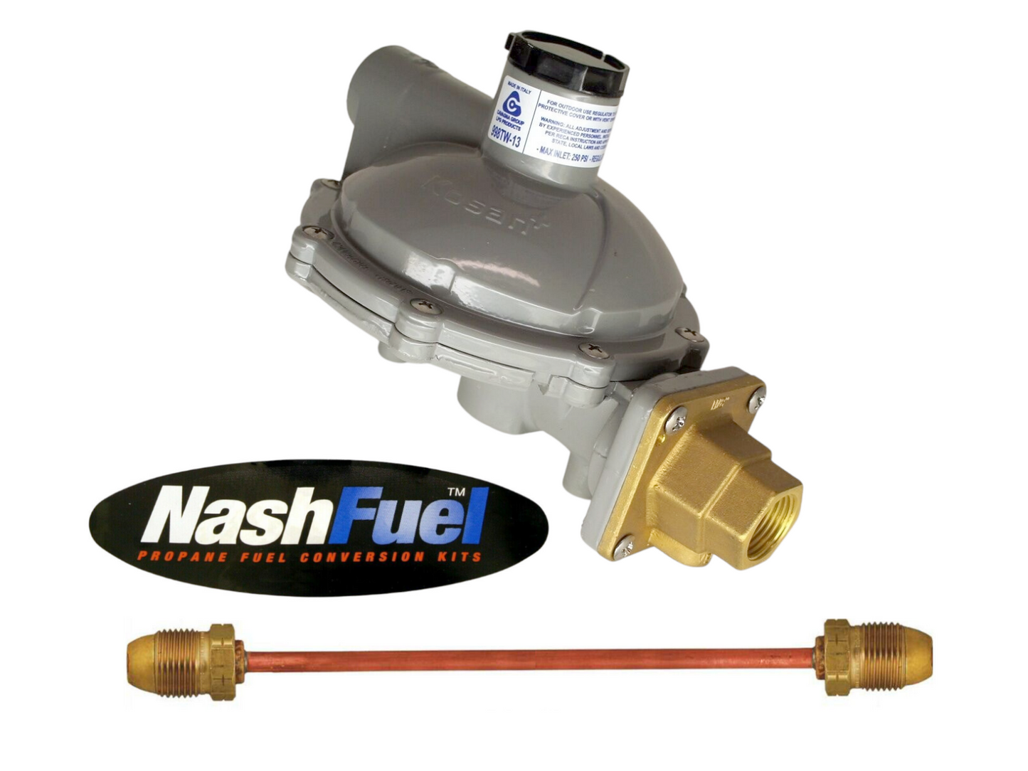 998TW-13 Twin Stage Propane Tank Regulator Copper Pigtail 1.4M BTU POL 3/4" NPT