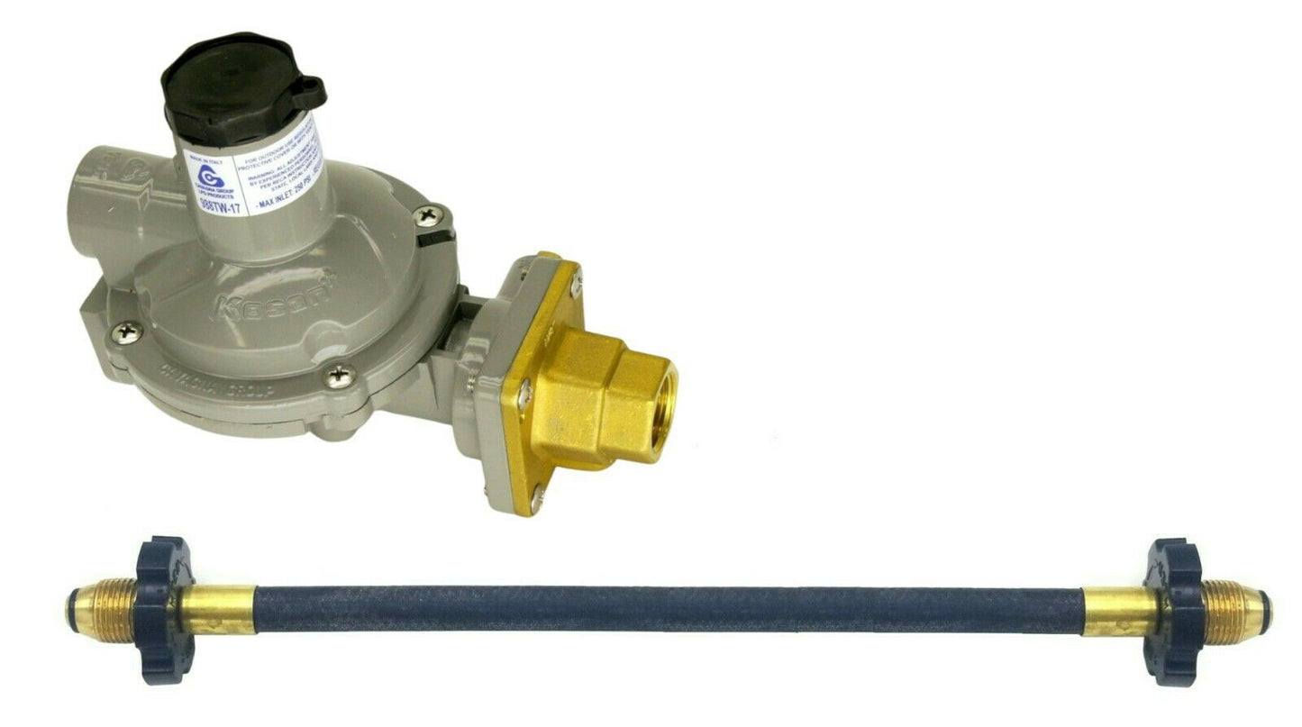 988tw-17 Twin Stage Propane Regulator Rubber Pigtail Tank Connection 750k POL