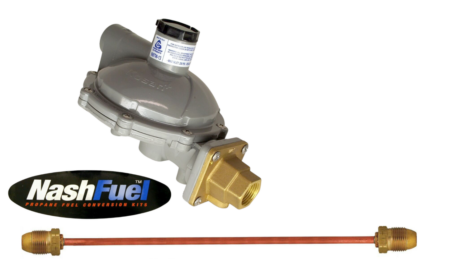 998TW-13 Twin Stage Propane Tank Regulator Copper Pigtail 1.4M BTU POL 3/4" NPT
