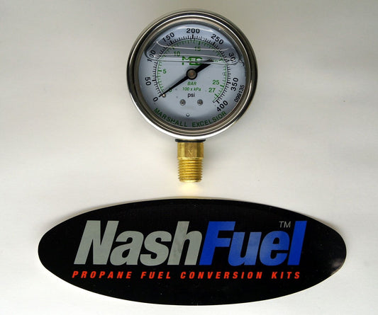 MARSHALL EXCELSIOR HIGH PRESSURE GAUGE DIAL 0-400 PSI PROPANE AIR NPT COMPRESSOR MEJ552