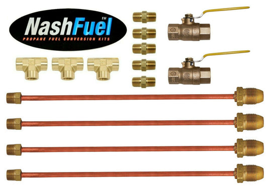 Dual Propane Tank Ball Valve 2 sets 4 tanks Copper Pigtail Splitter Isolate LPG