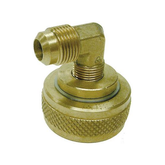 ME229-EL 1-3/4" Female Acme Coupling x 1/2" M ale Flare 90° Brass Fill Port RV