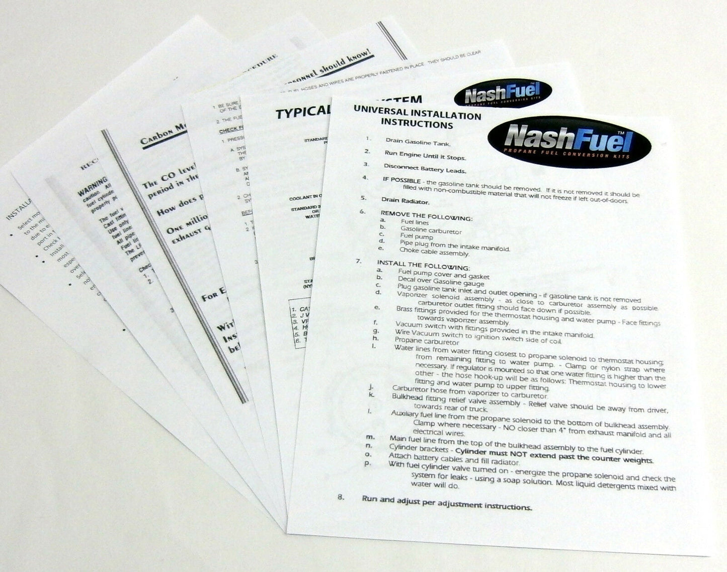 Dual Fuel Propane & Gasoline Kit V6 V8 Carbureted Engines up to 270HP LPG