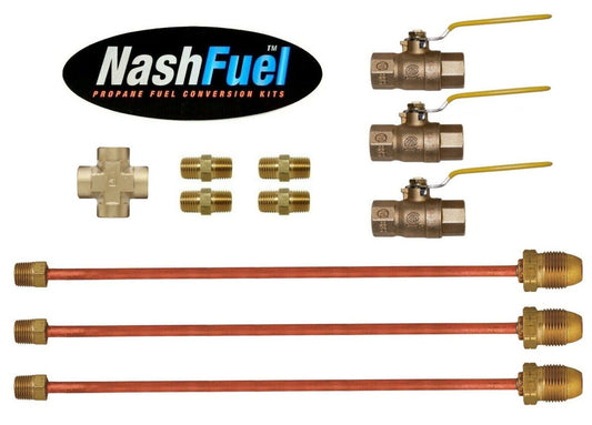 Propane Tank Ball Valve 3 valves 3 tanks Copper Pigtail Splitter Isolate LPG