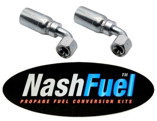 Propane Crimp Fitting 3/8" 45° SAE Flare 90° Short Elbow Bend 3/8" Hose 06U-446S