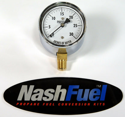LOW PRESSURE WATER COLUMN GAUGE 0-30" WC PROPANE NATURAL GAS 1/4" NPT 1 PSI