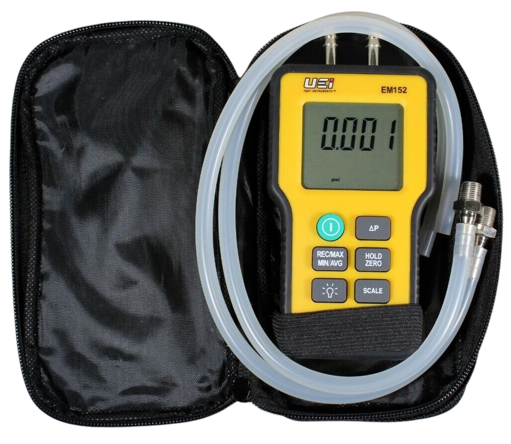 Propane Natural Gas Electronic Manometer 20” WC Hose 1/8” MPT Test Adapter