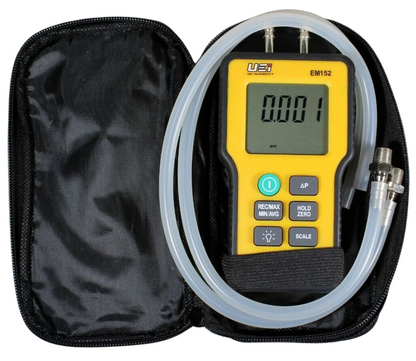 Propane Natural Gas Electronic Manometer 20” WC Hose 1/8” MPT Test Adapter