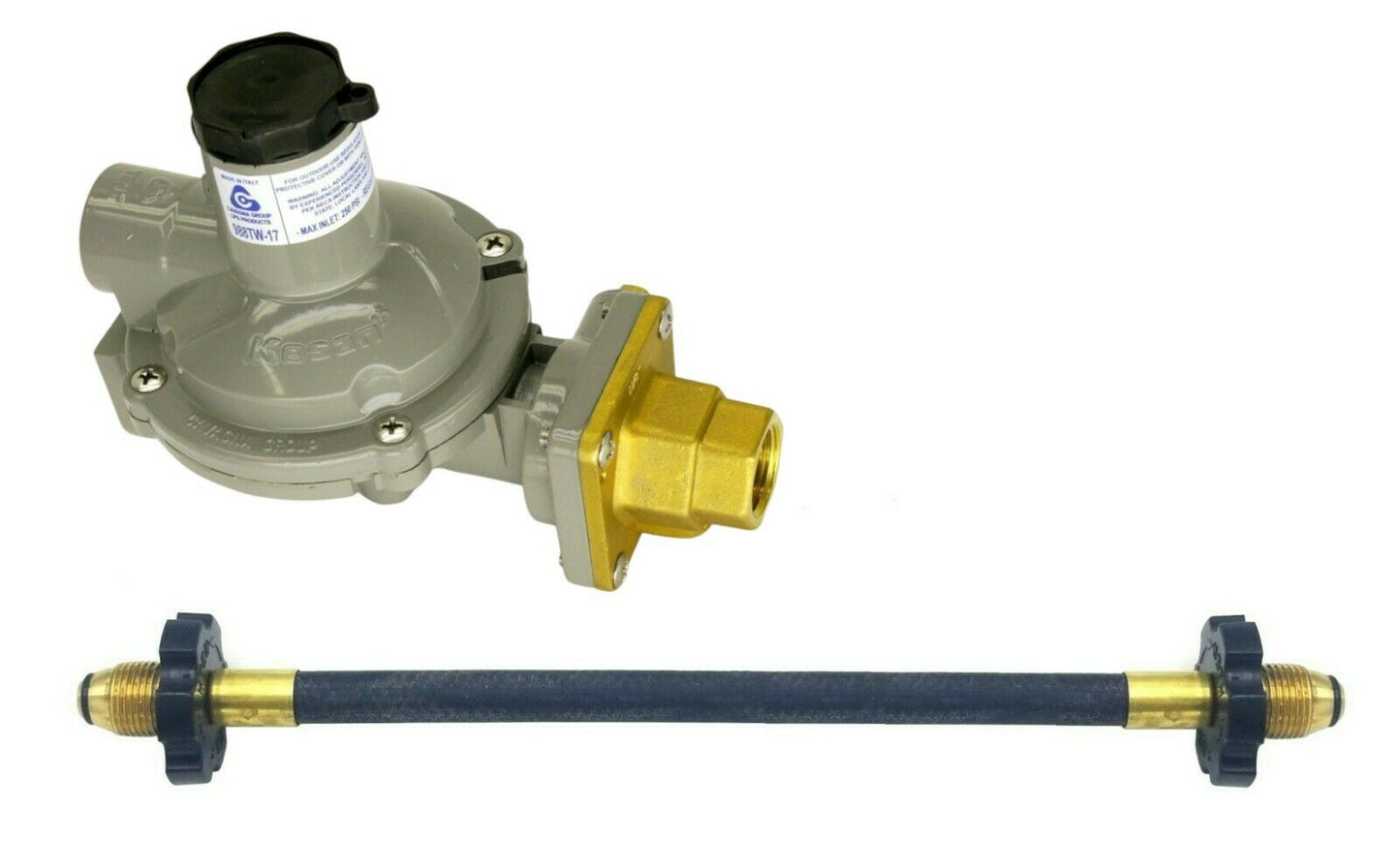 988tw-17 Twin Stage Propane Regulator Rubber Pigtail Tank Connection 750k POL