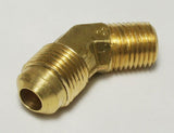 45° MALE 3/8" FLARE TO MALE 1/4" NPT PIPE THREAD PROPANE NATURAL GAS FITTING LP