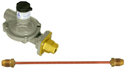 988tw-17 Twin Stage Propane Regulator Copper Pigtail Tank 750k POL 1/2" NPT LPG