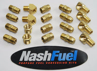 BRASS 1/4" NPT PIPE THREAD 3/8" FLARE PROPANE LPG FITTING PACK 45º 90º SAE FLARE