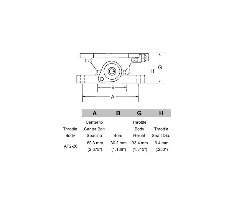 AT2-26 PROPANE THROTTLE BODY FOR CA55 CA 55 MIXER CARBURETOR PLATE